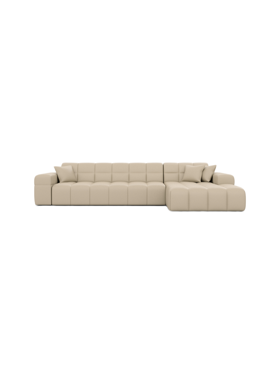 
4-seat designer genuine leather corner sofa “Bloom” - Genuine leather Beige / Left corner section