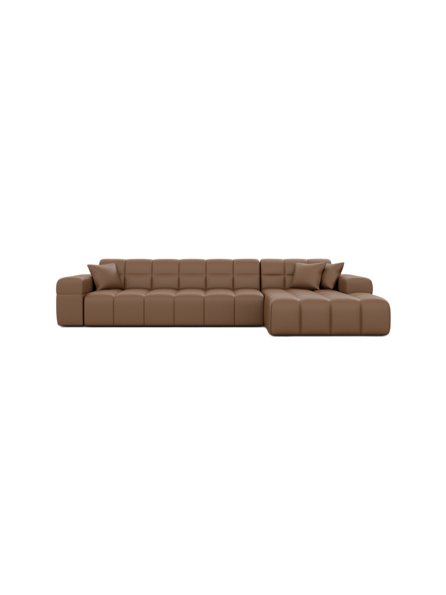 
4-seat designer genuine leather corner sofa “Bloom” - Genuine leather Beige / Left corner section