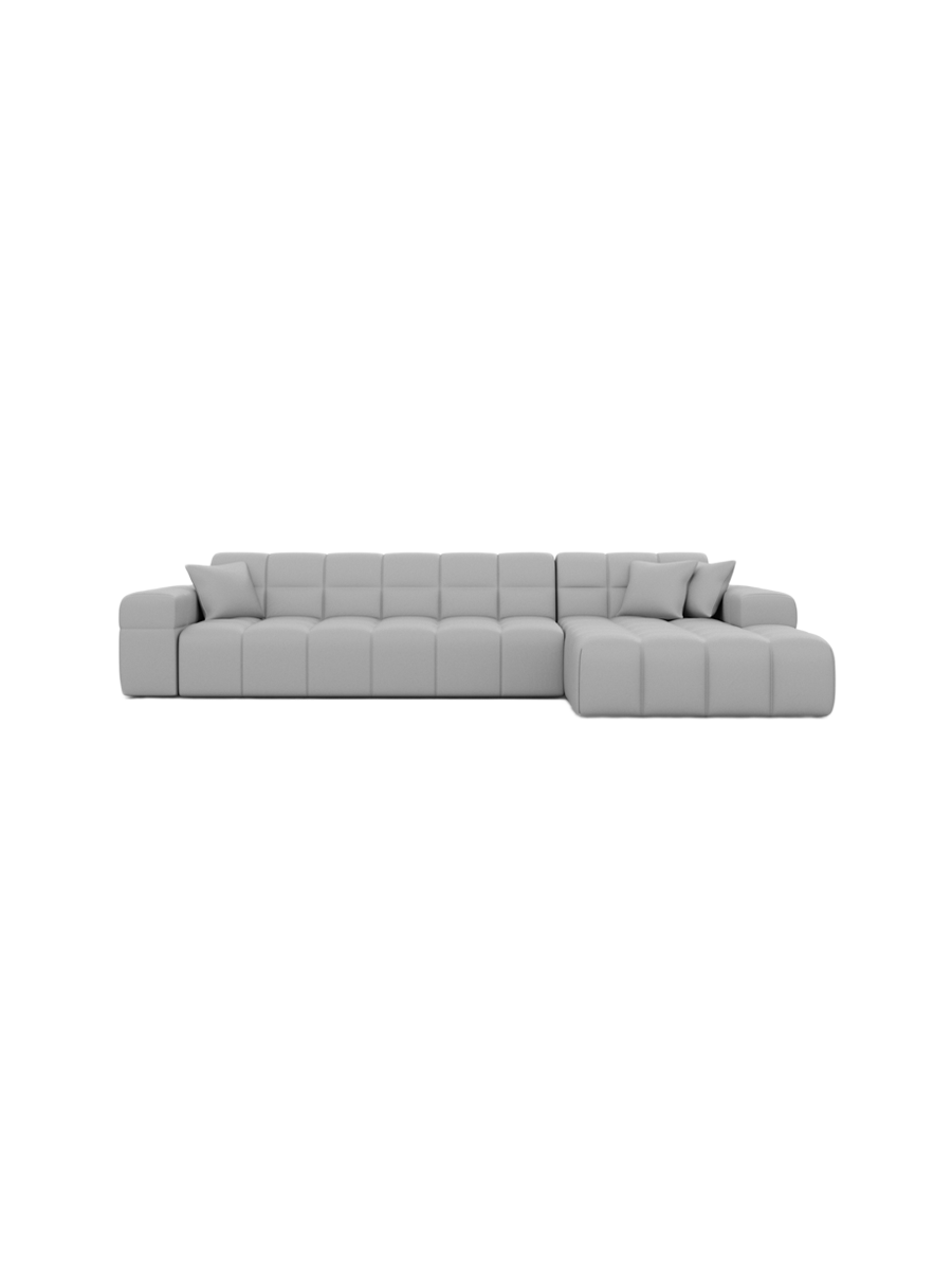 
4-seat designer genuine leather corner sofa “Bloom” - Genuine leather Beige / Left corner section