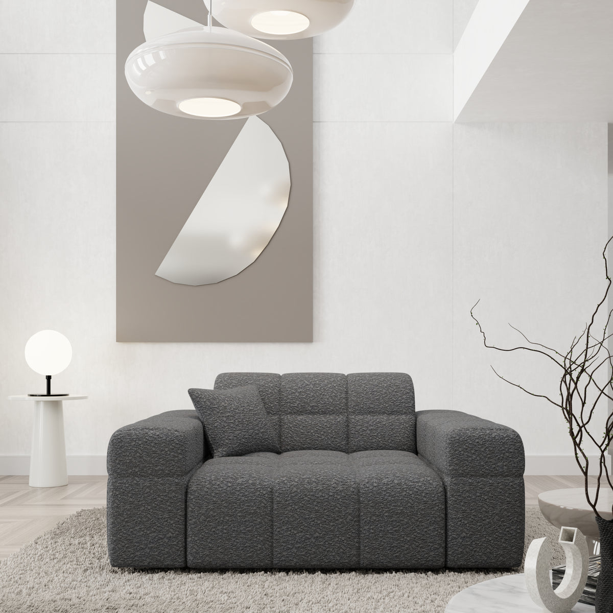 
Design Loungesessel „Bloom“ mit Bouclé-Bezug - Bouclé Graphit