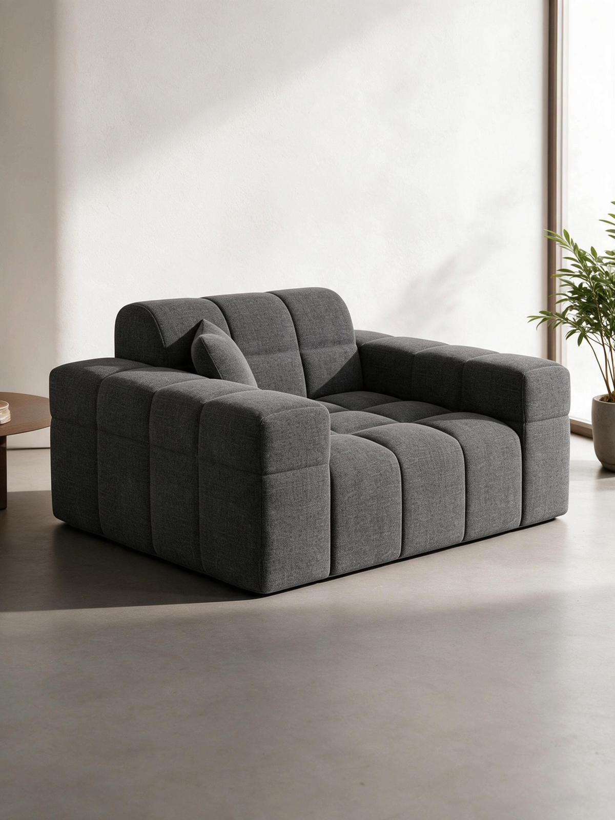 
Poltrona lounge di design „Bloom“ con rivestimento in tessuto strutturato - Tessuto strutturato Antracite