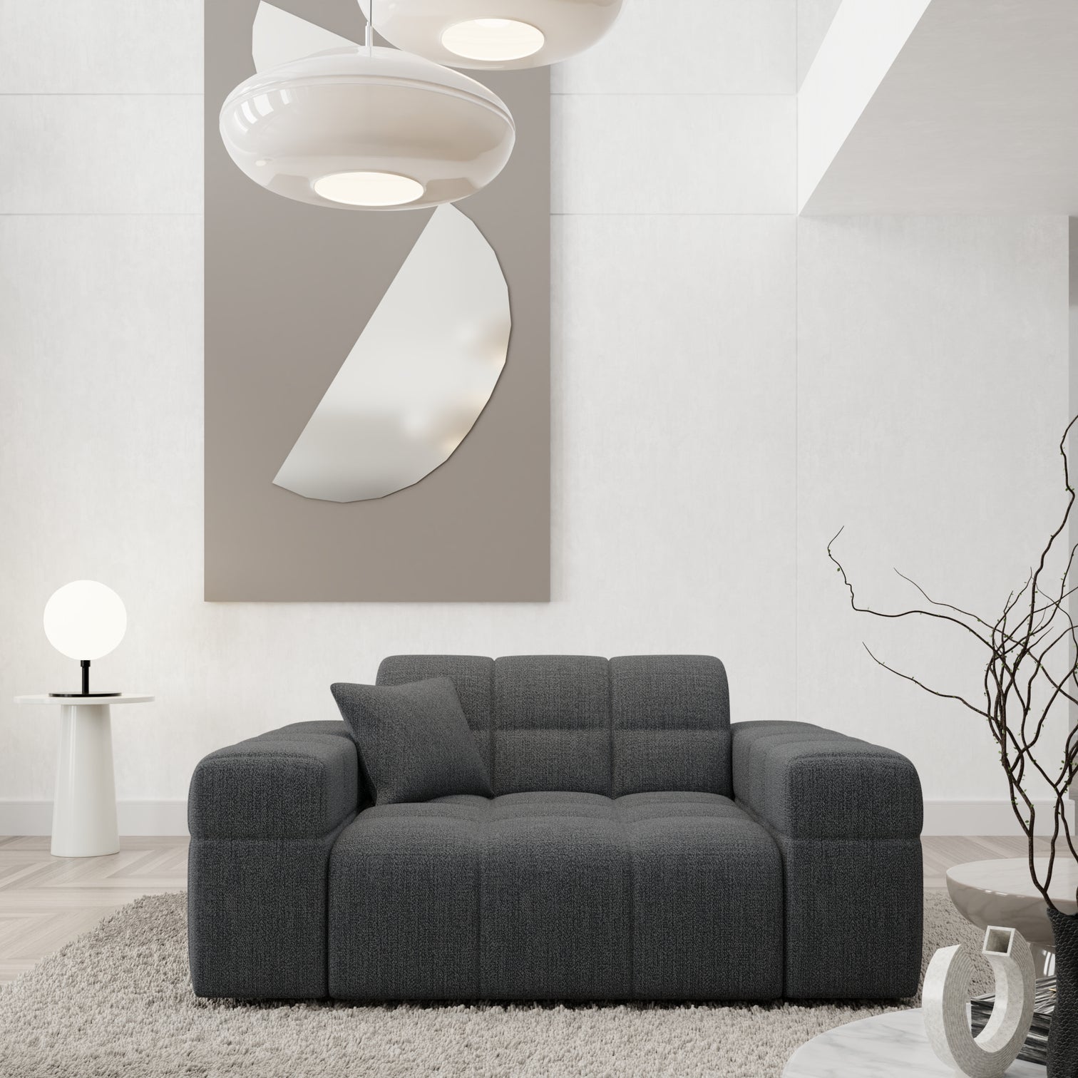 
Design Loungesessel „Bloom“ mit Strukturstoff-Bezug - Strukturstoff Anthrazit