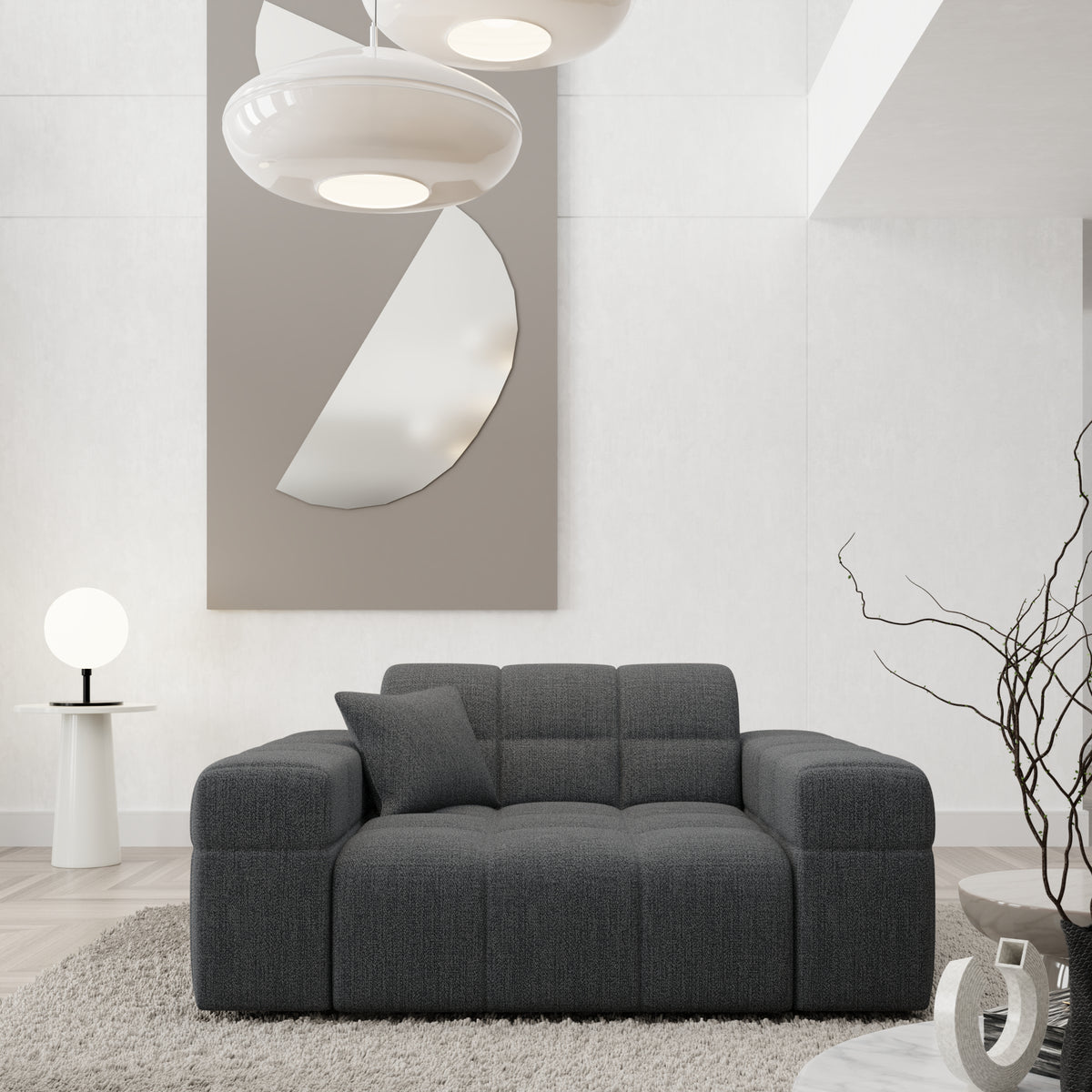 
Fauteuil lounge design « Bloom » avec revêtement en tissu texturé - Tissu texturé Anthrazit