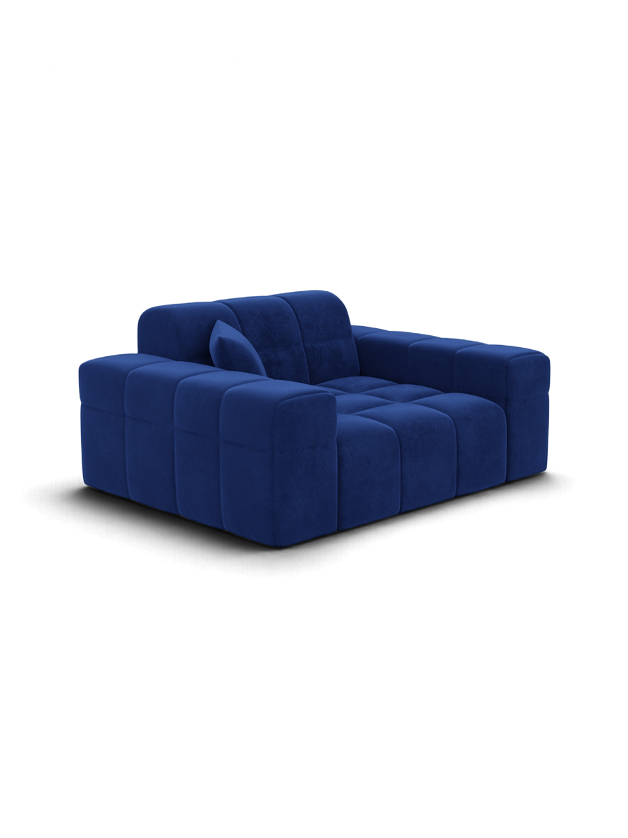 
Poltrona lounge di design „Bloom“ con rivestimento in velluto - Rivestimento in raso blu reale