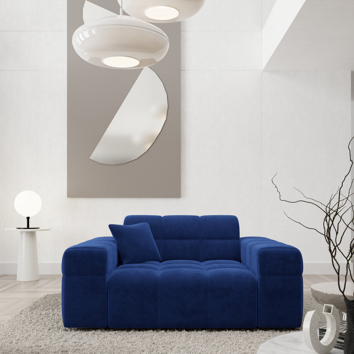 
Design Loungesessel „Bloom“ mit Samtbezug - Samtbezug Königsblau