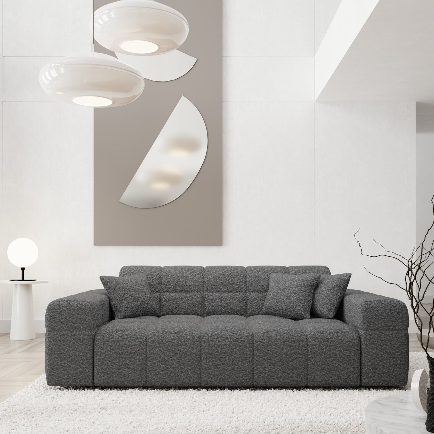 
2-Sitzer Design Sofa „Bloom“ mit Bouclé-Bezug - Bouclé Graphit