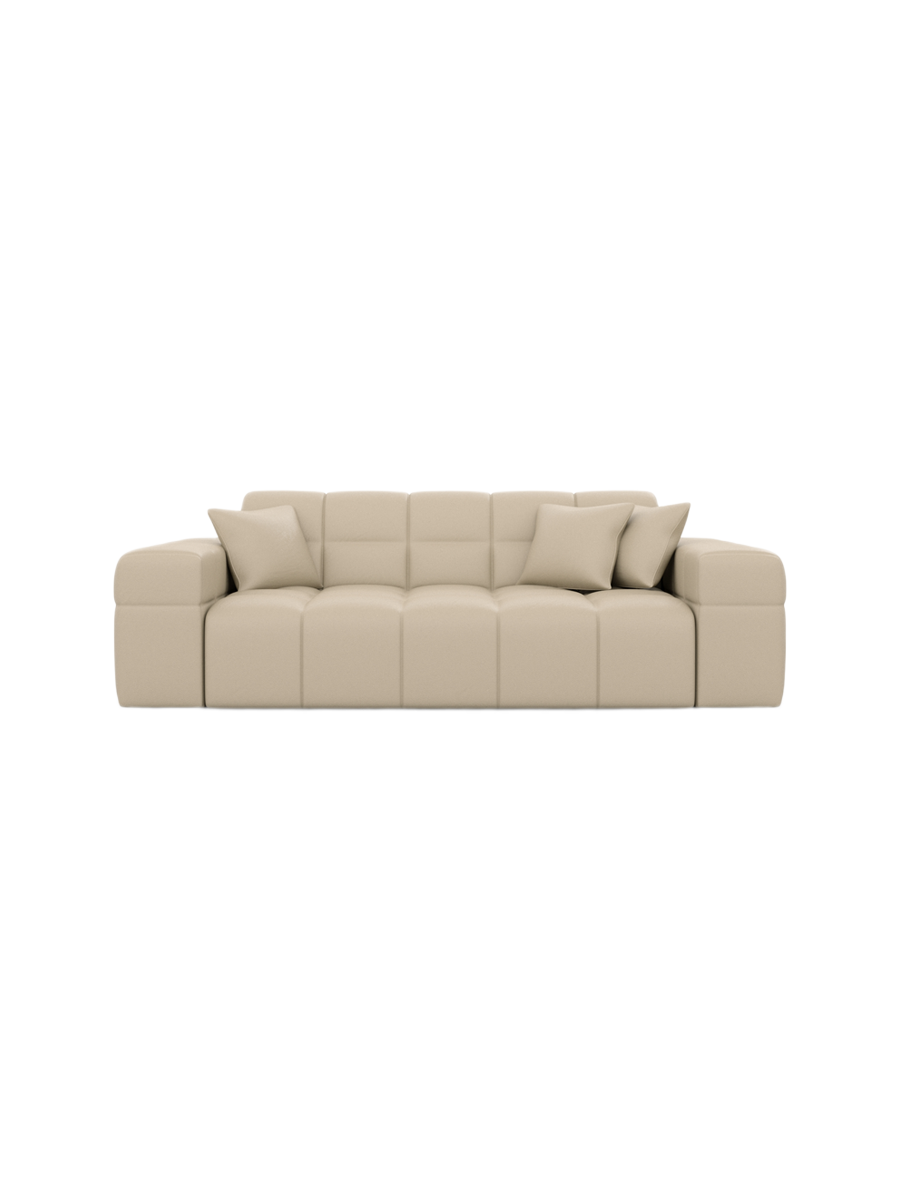 
2-Sitzer Design Echtleder Sofa „Bloom“ - Echtleder Beige