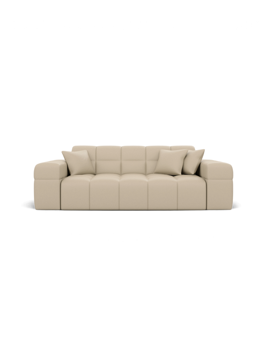 
Divano di design a 2 posti in vera pelle „Bloom“ - Vera pelle Beige