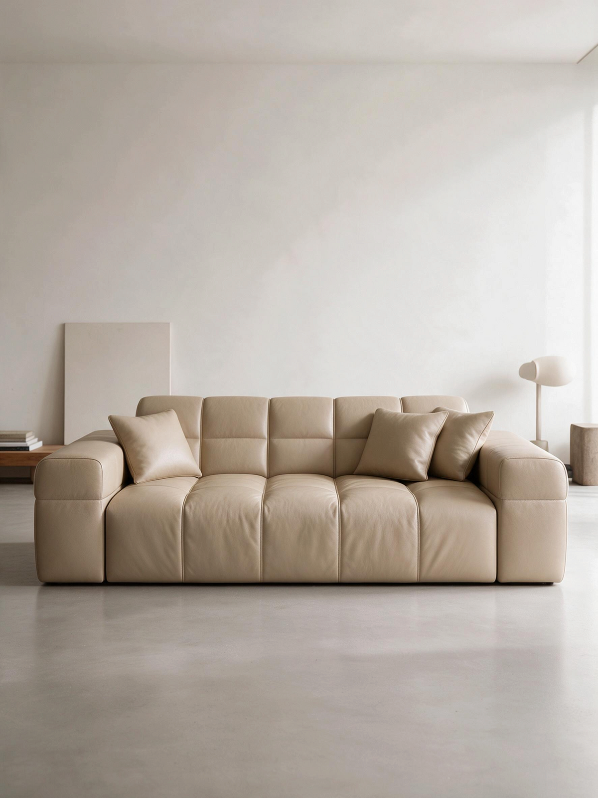 
Divano di design a 2 posti in vera pelle „Bloom“ - Vera pelle Beige