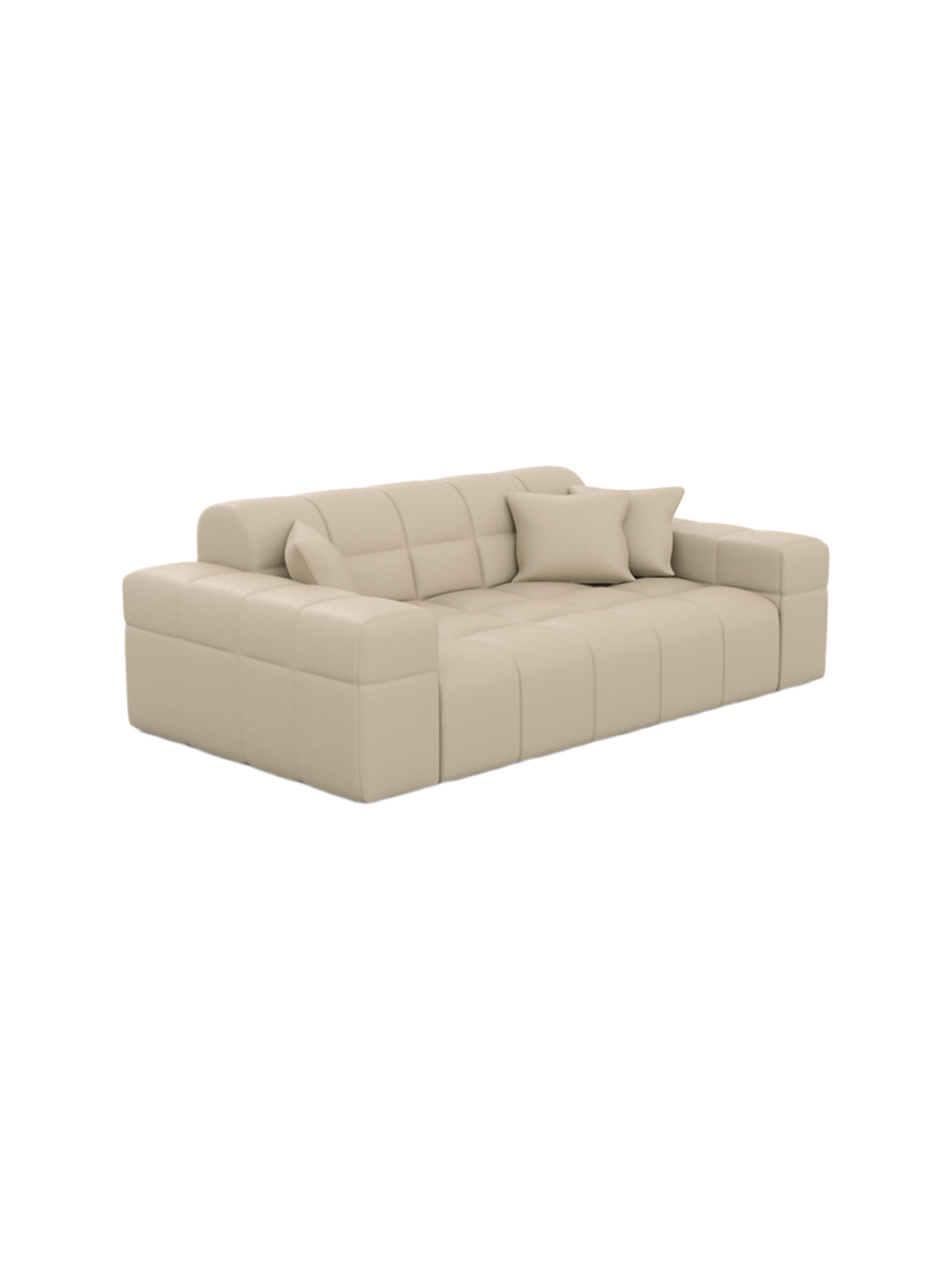 
2-seat designer genuine leather sofa “Bloom” - Genuine leather Beige