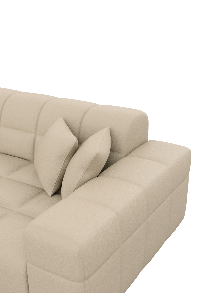 
2-seat designer genuine leather sofa “Bloom” - Genuine leather Beige