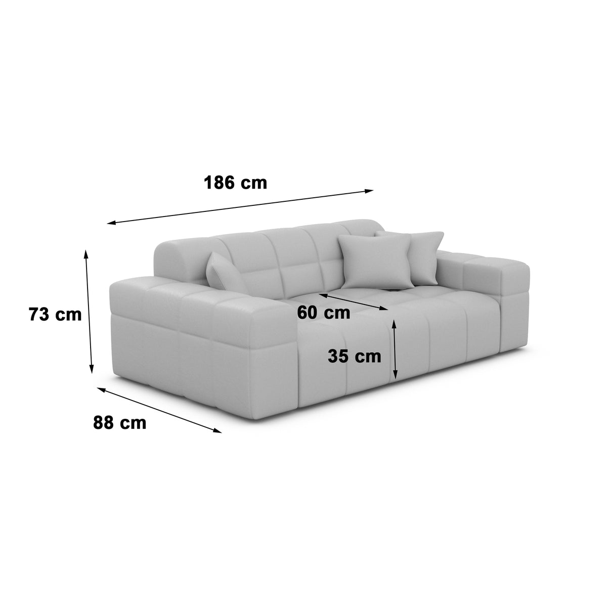 
2-seat designer genuine leather sofa “Bloom” - Genuine leather Beige
