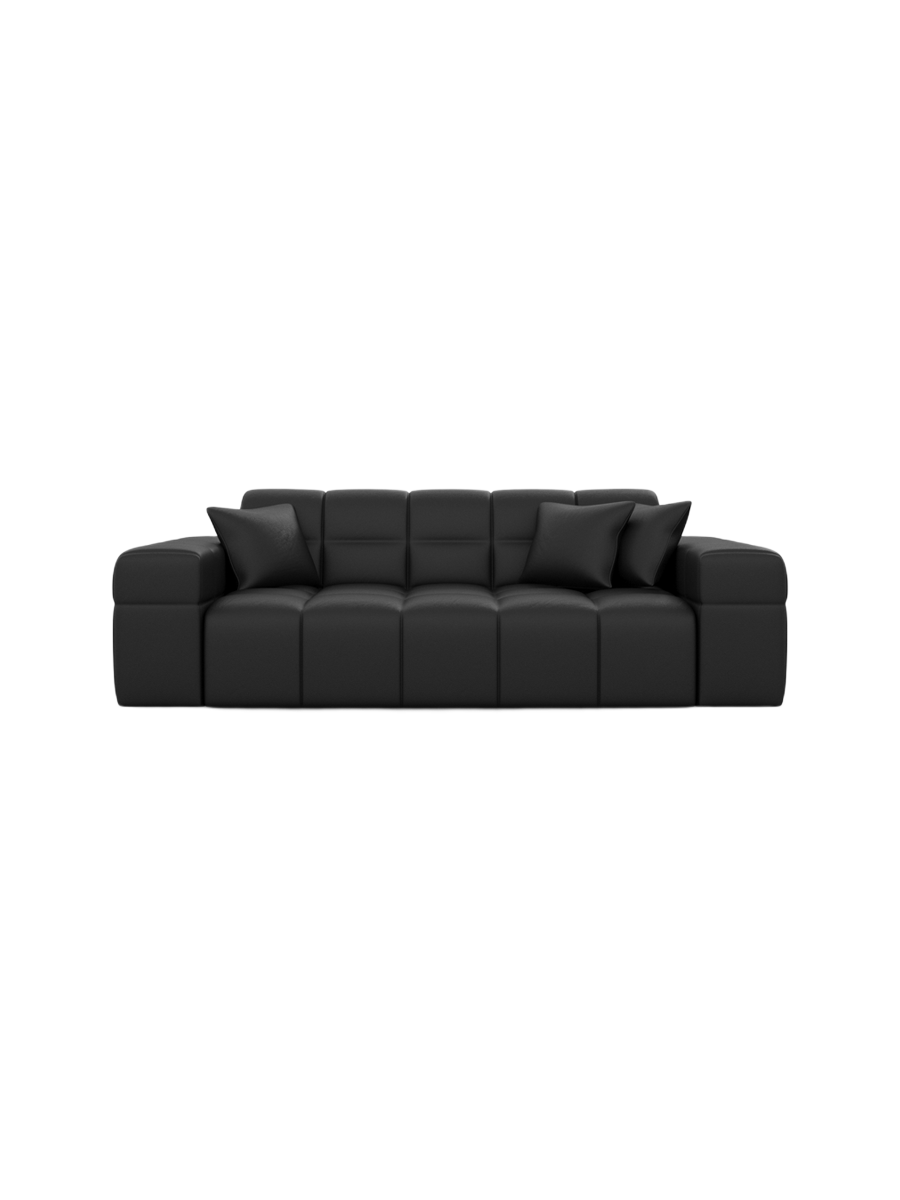 
2-seat designer genuine leather sofa “Bloom” - Genuine leather Beige