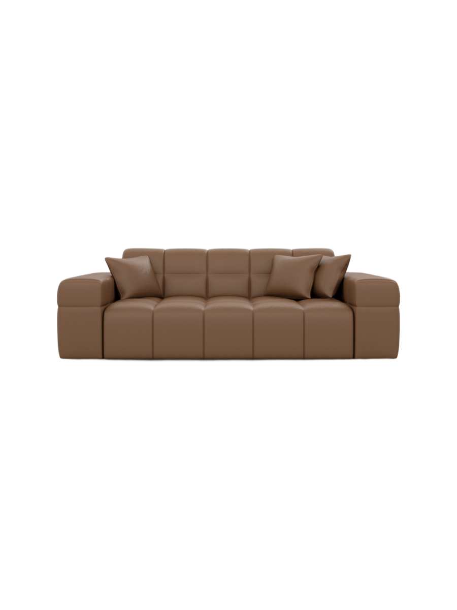 
2-seat designer genuine leather sofa “Bloom” - Genuine leather Beige