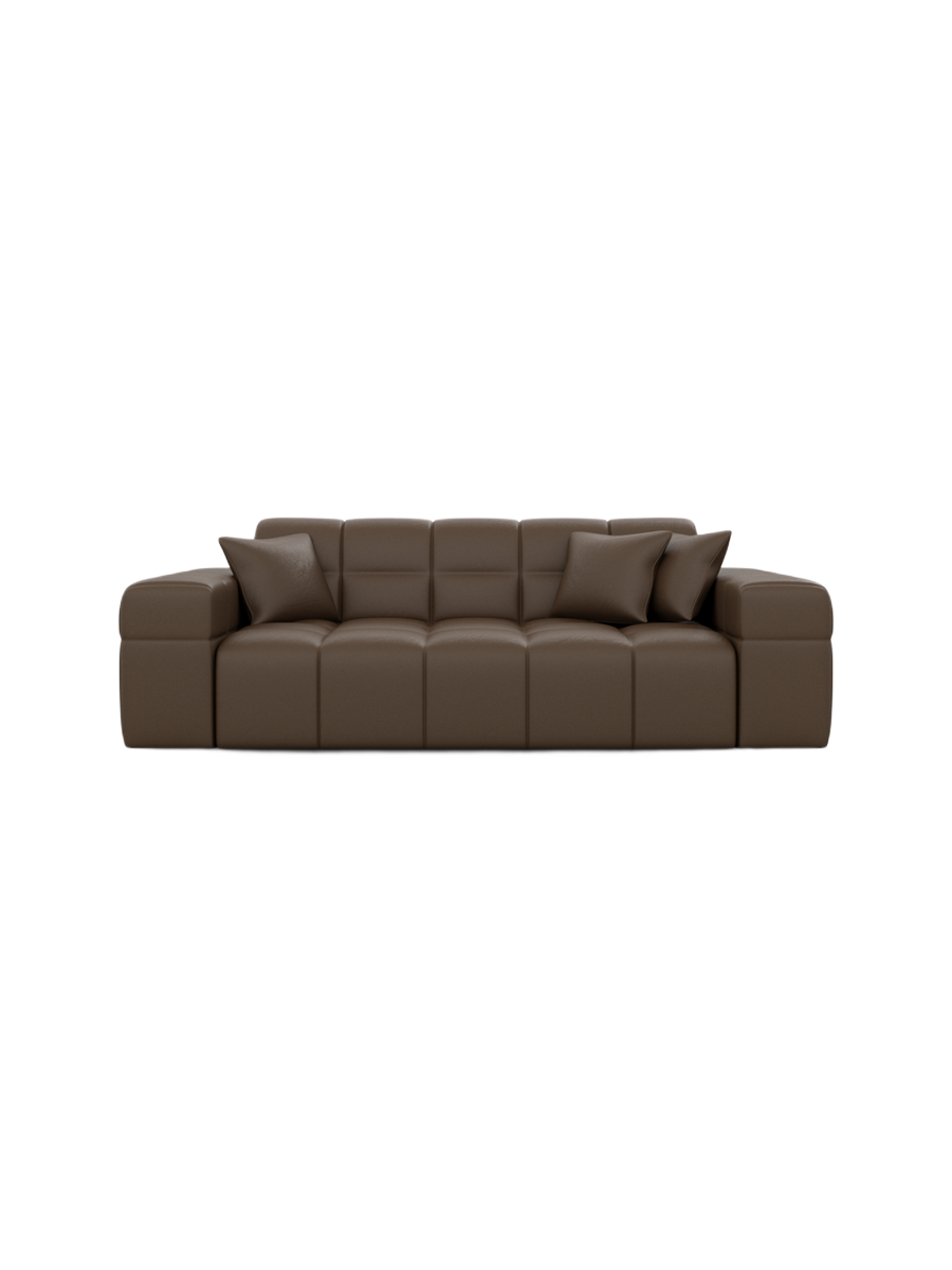
2-seat designer genuine leather sofa “Bloom” - Genuine leather Beige