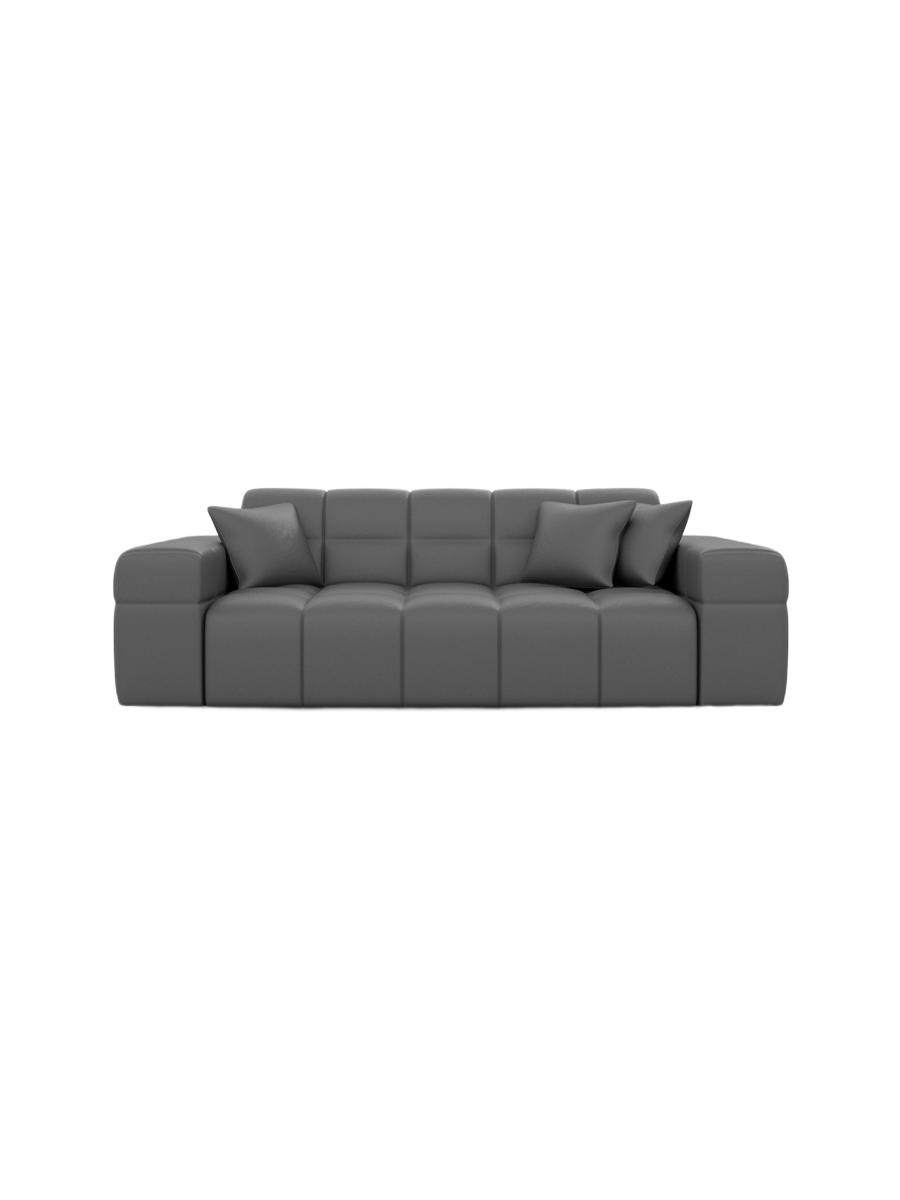 
2-seat designer genuine leather sofa “Bloom” - Genuine leather Beige