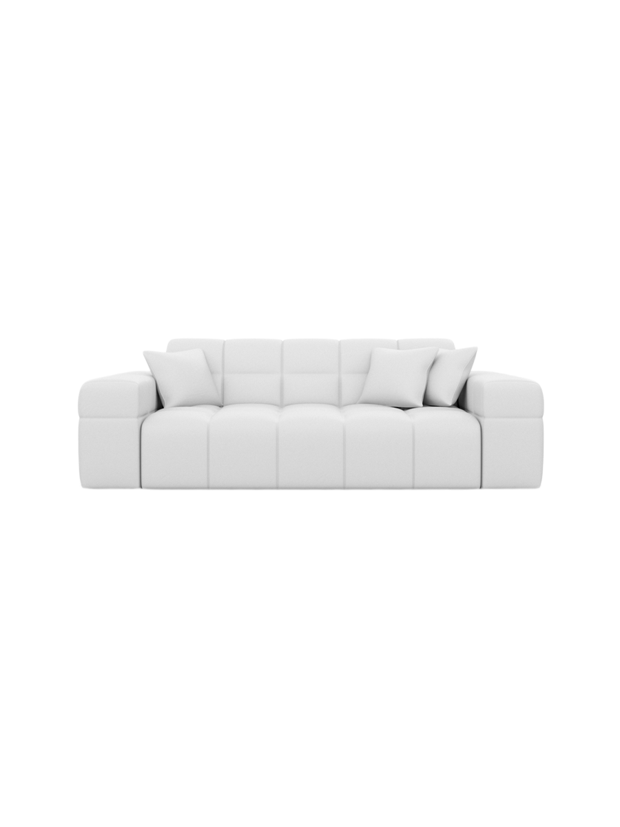 
2-seat designer genuine leather sofa “Bloom” - Genuine leather Beige