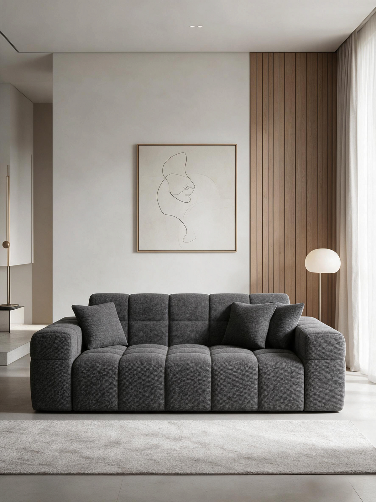 
Divano di design a 2 posti „Bloom“ con rivestimento in tessuto strutturato - Tessuto strutturato Antracite