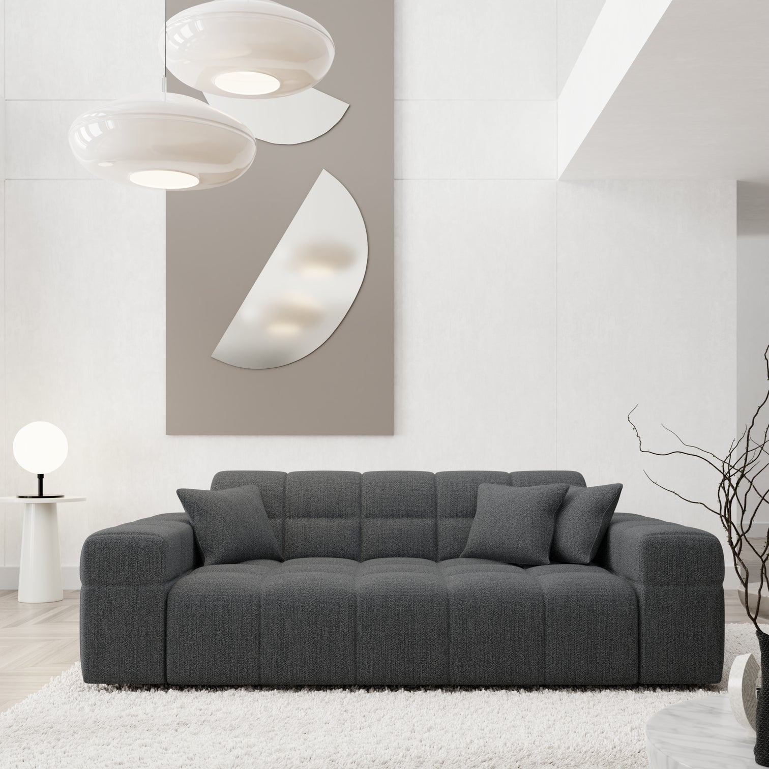 
2-Sitzer Design Sofa „Bloom“ mit Strukturstoff-Bezug - Strukturstoff Anthrazit