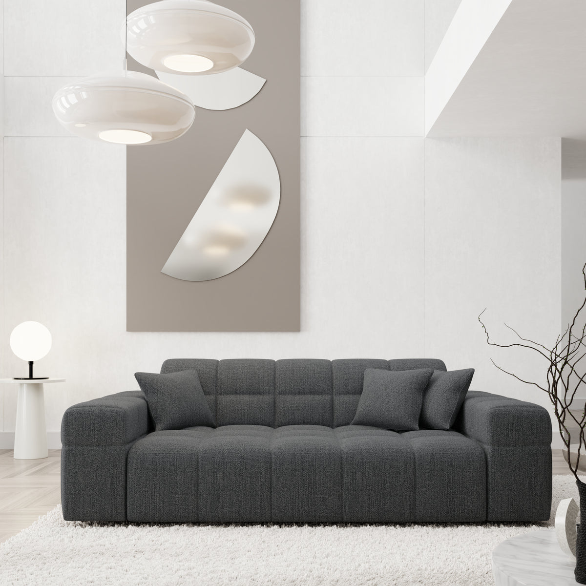 
2-Sitzer Design Sofa „Bloom“ mit Strukturstoff-Bezug - Strukturstoff Anthrazit