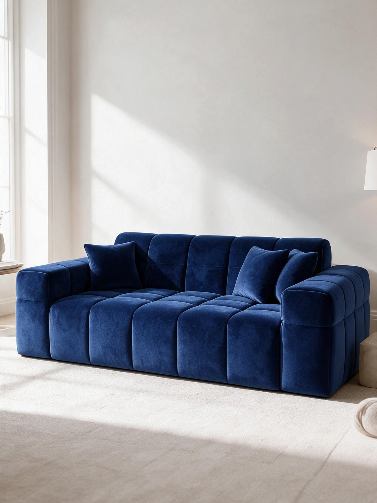 
Divano di design a 2 posti „Bloom“ con rivestimento in velluto - Rivestimento in raso blu reale