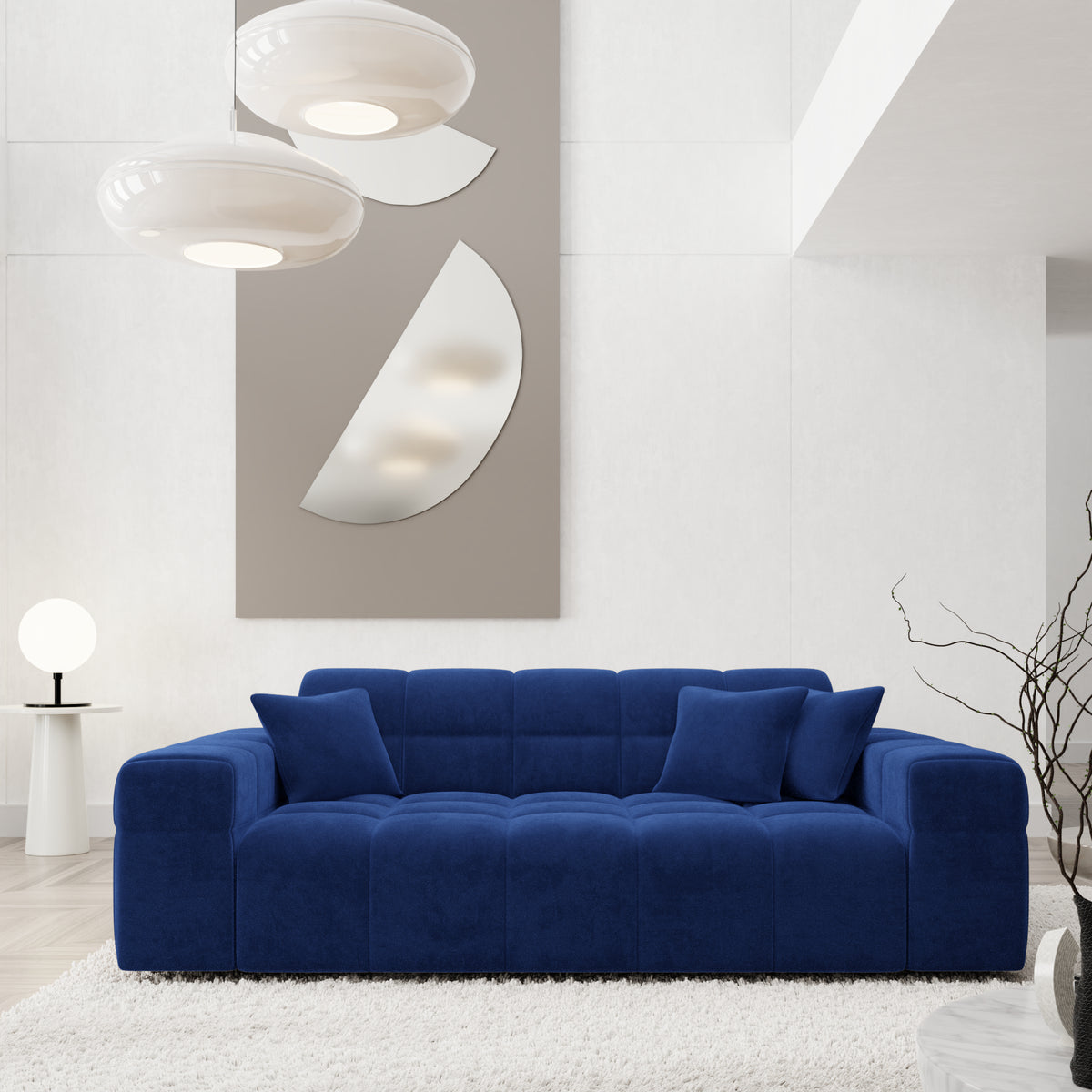 
Canapé design 2 places « Bloom » avec revêtement en velours - Revêtement en velours Königsblau