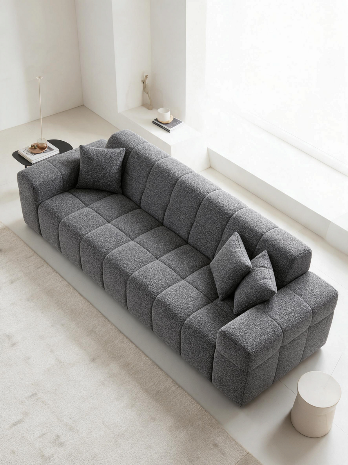 
Divano di design a 3 posti „Bloom“ con rivestimento in bouclé - Bouclé Grafite