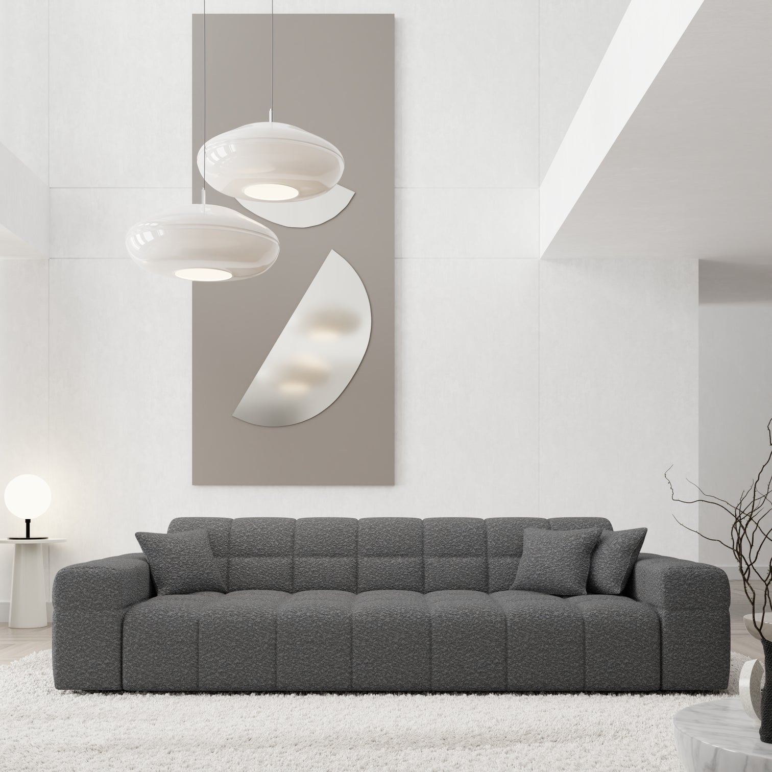 
3-Sitzer Design Sofa „Bloom“ mit Bouclé-Bezug - Bouclé Graphit