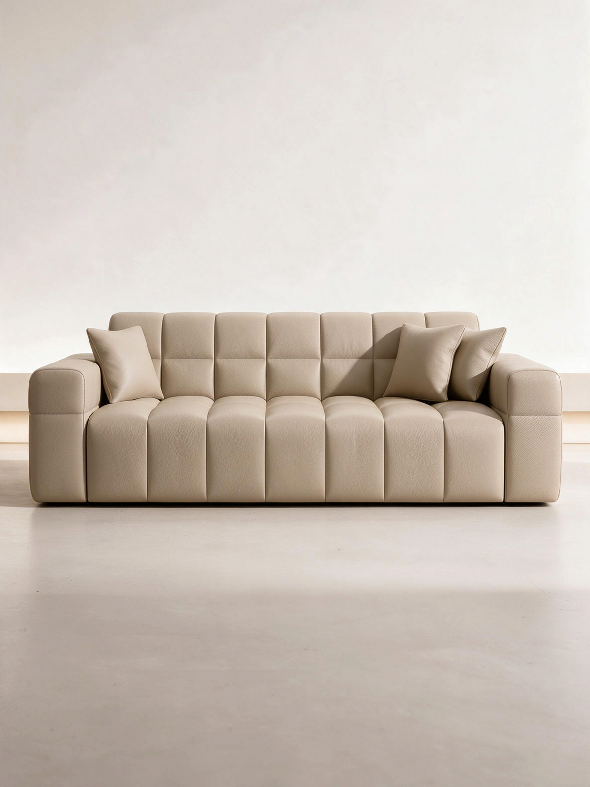 
Divano di design a 3 posti in vera pelle „Bloom“ - Vera pelle Beige