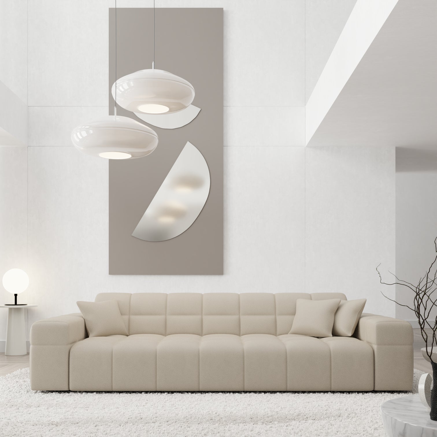 
3-Sitzer Design Echtleder Sofa „Bloom“ - Echtleder Beige
