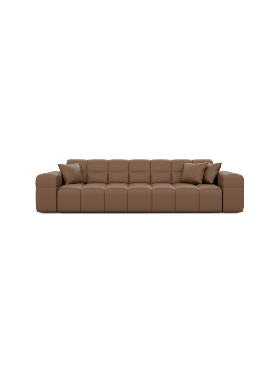 
3-seat designer genuine leather sofa “Bloom” - Genuine leather Beige
