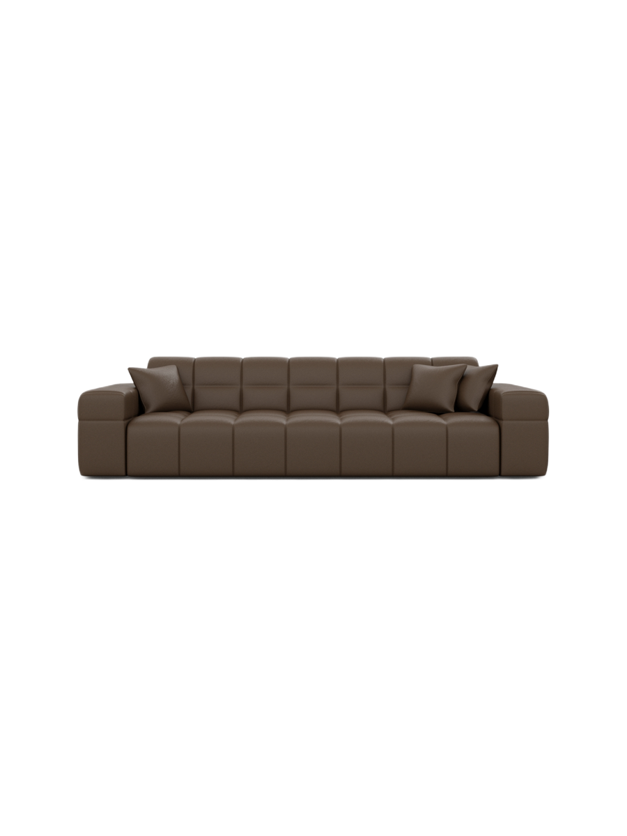 
3-seat designer genuine leather sofa “Bloom” - Genuine leather Beige