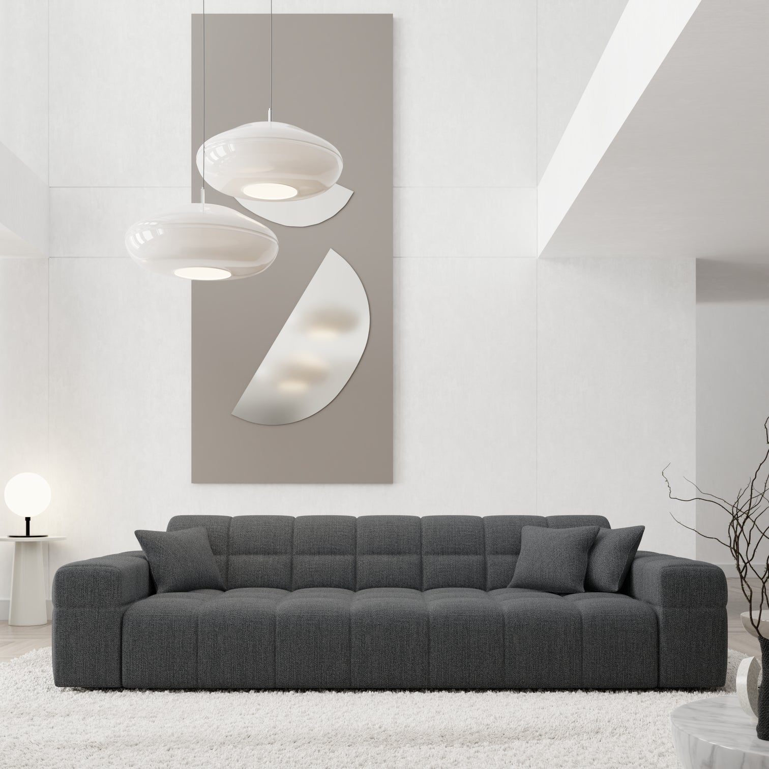 
3-Sitzer Design Sofa „Bloom“ mit Strukturstoff-Bezug - Strukturstoff Anthrazit