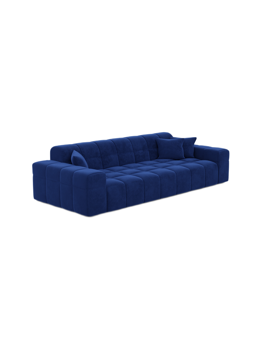 
3-Sitzer Design Sofa „Bloom“ mit Samtbezug - Samtbezug Königsblau