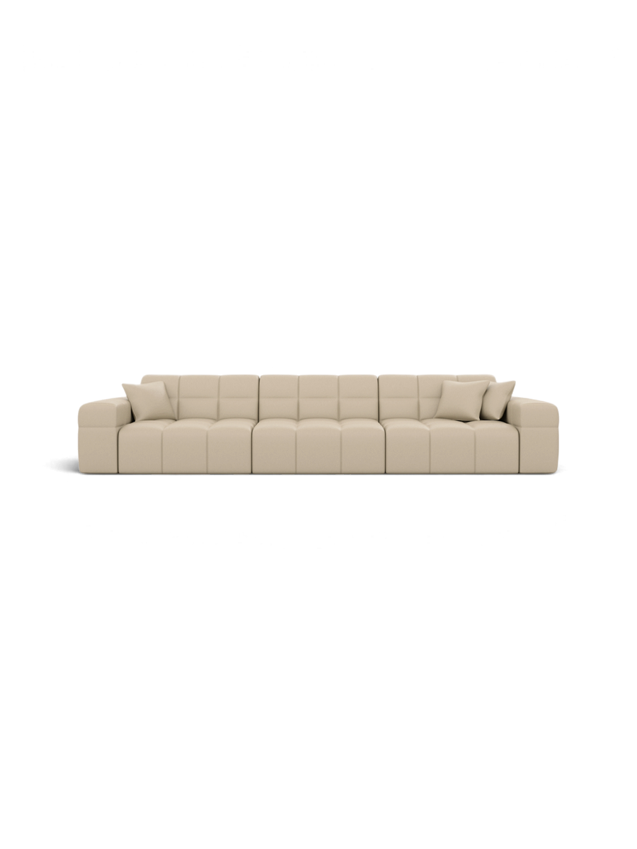 
4-Sitzer Design Echtleder Sofa „Bloom“ - Echtleder Beige