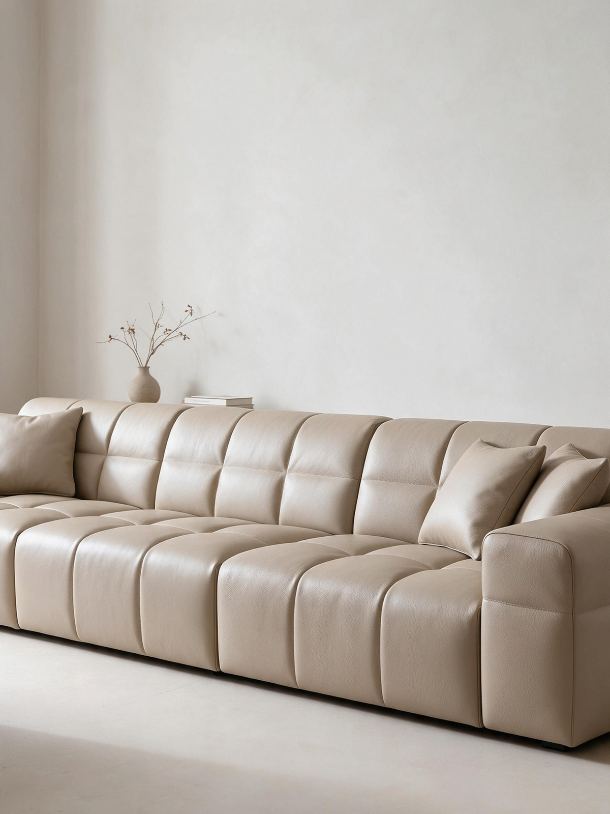 
4-Sitzer Design Echtleder Sofa „Bloom“ - Echtleder Beige