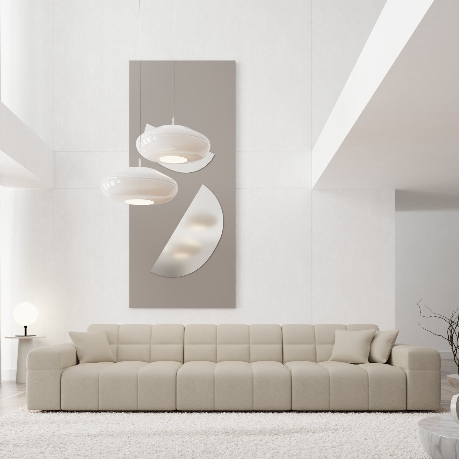 
4-Sitzer Design Echtleder Sofa „Bloom“ - Echtleder Beige