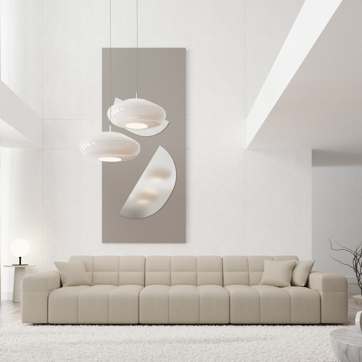 
4-seat designer genuine leather sofa “Bloom” - Genuine leather Beige
