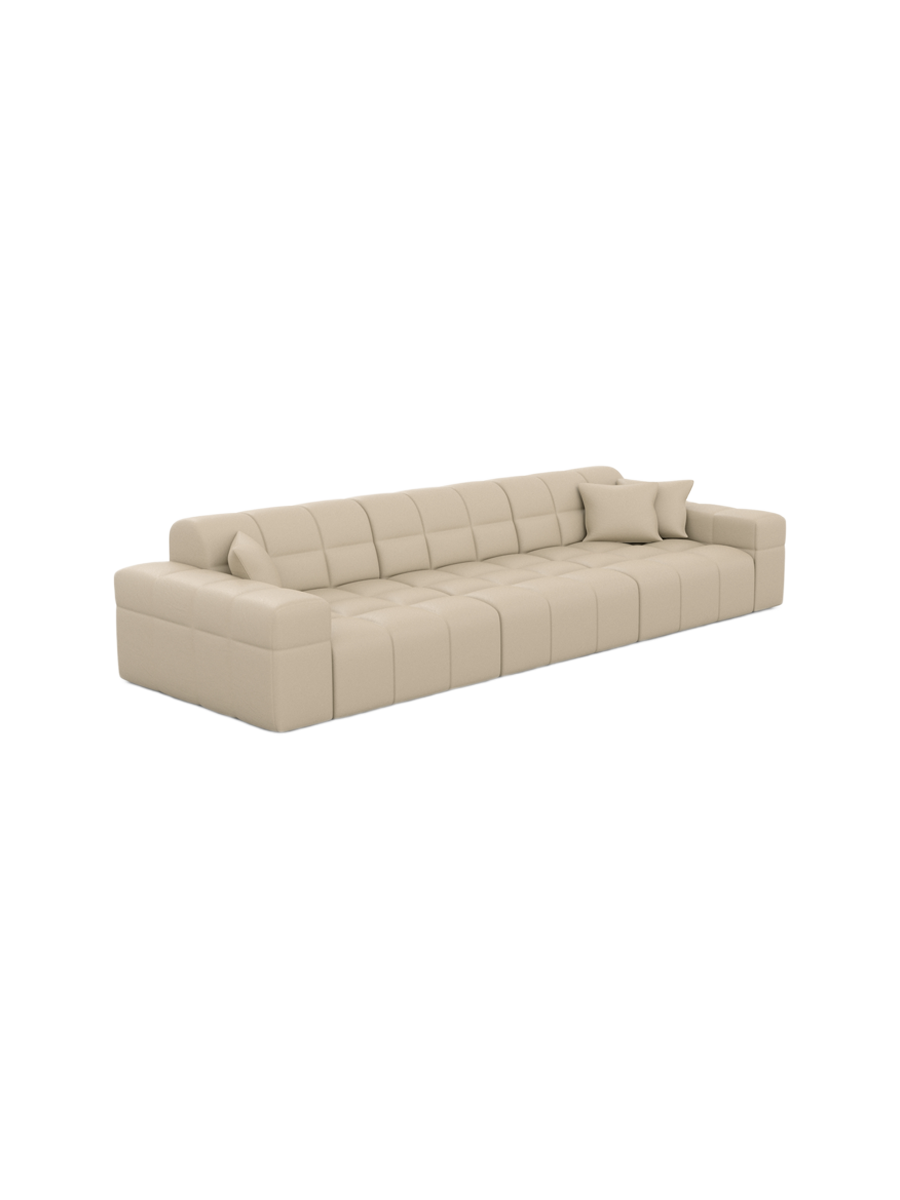 
4-seat designer genuine leather sofa “Bloom” - Genuine leather Beige