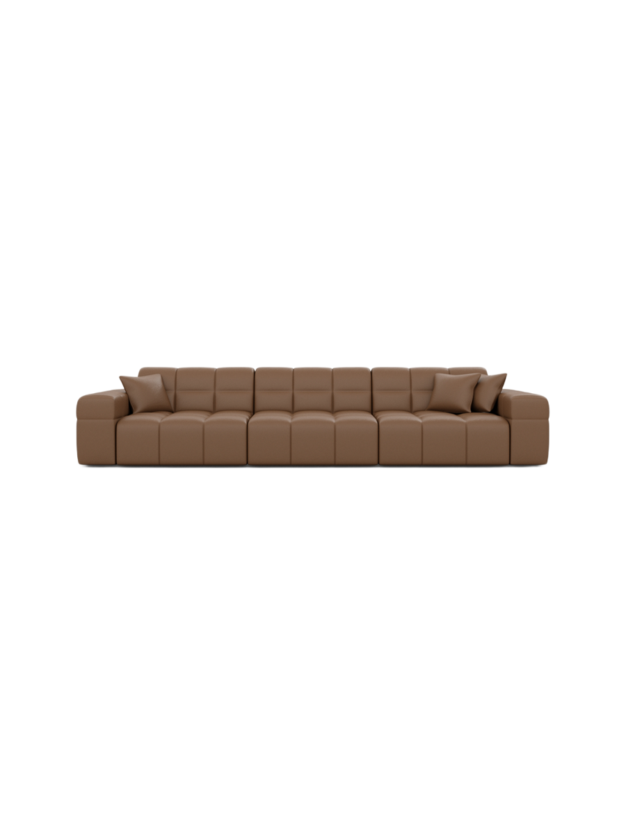 
4-seat designer genuine leather sofa “Bloom” - Genuine leather Beige