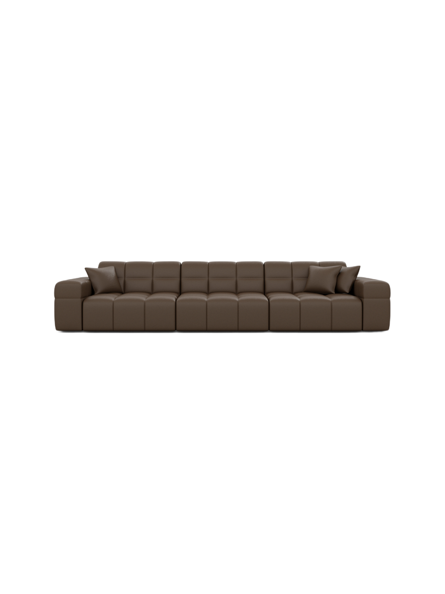 
4-seat designer genuine leather sofa “Bloom” - Genuine leather Beige