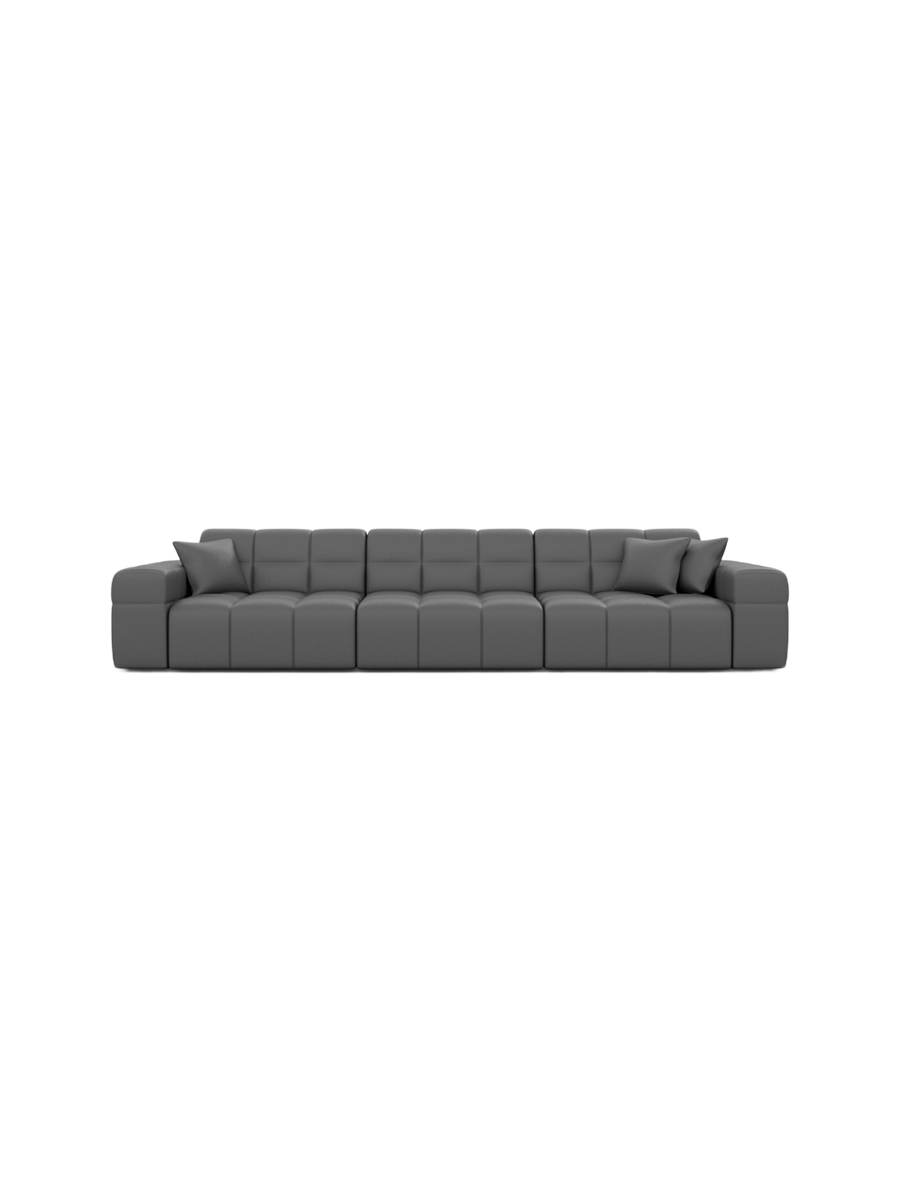 
4-seat designer genuine leather sofa “Bloom” - Genuine leather Beige