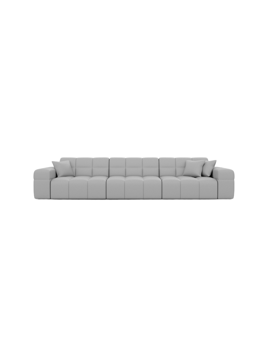 
4-seat designer genuine leather sofa “Bloom” - Genuine leather Beige