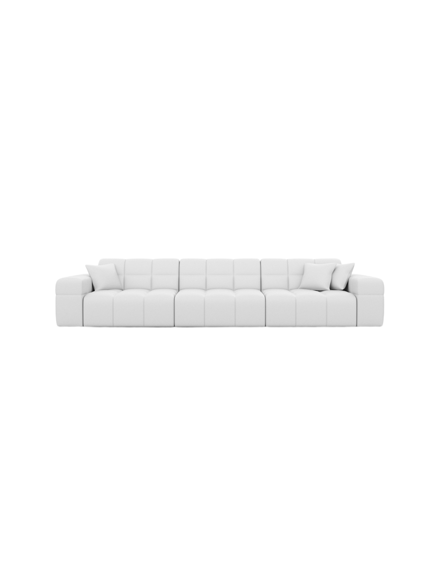 
4-seat designer genuine leather sofa “Bloom” - Genuine leather Beige