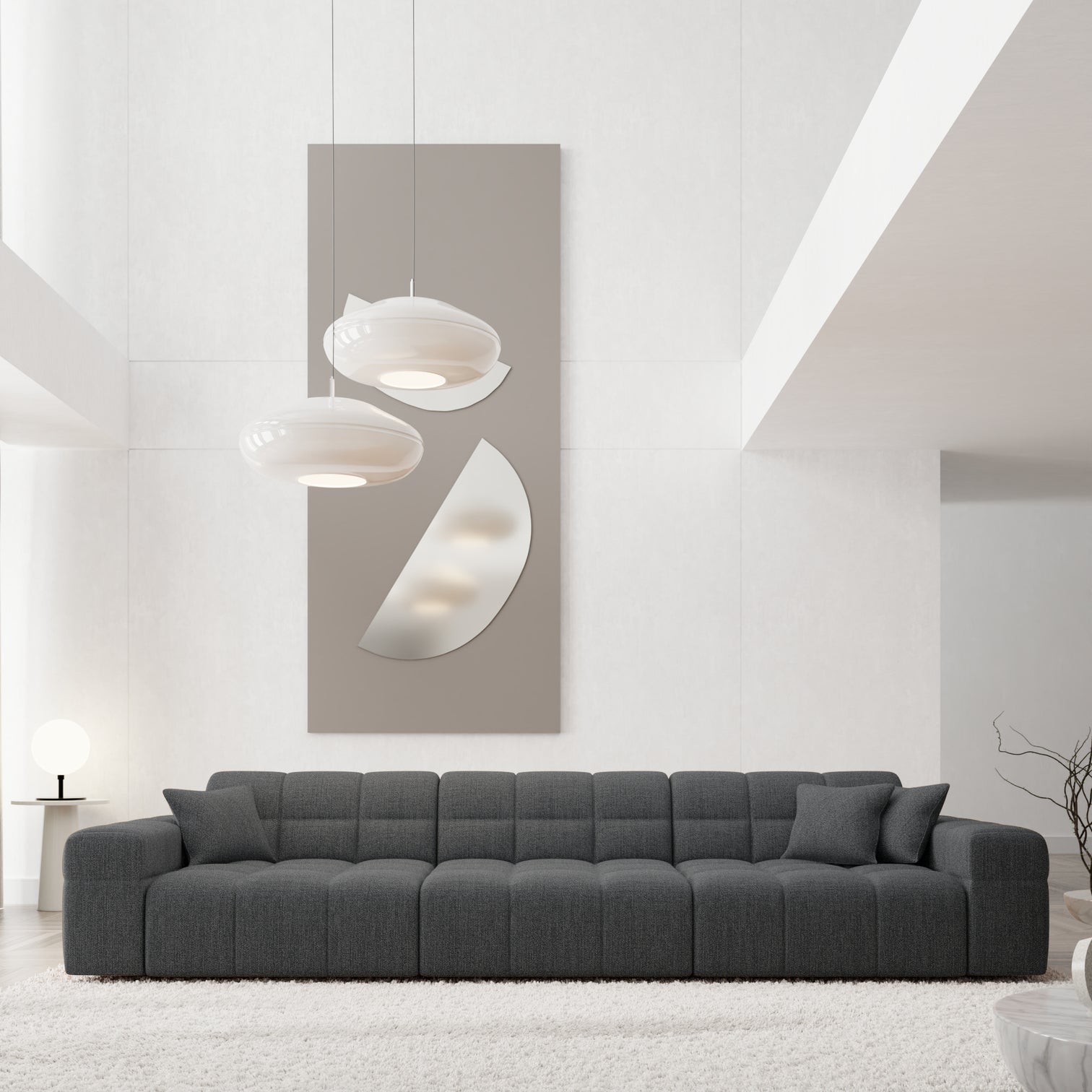 
4-Sitzer Design Sofa „Bloom“ mit Strukturstoff-Bezug - Strukturstoff Anthrazit