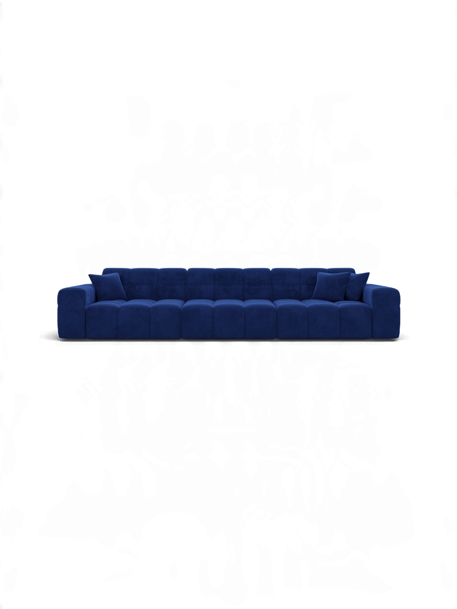 
4-Sitzer Design Sofa „Bloom“ mit Samtbezug - Samtbezug Königsblau