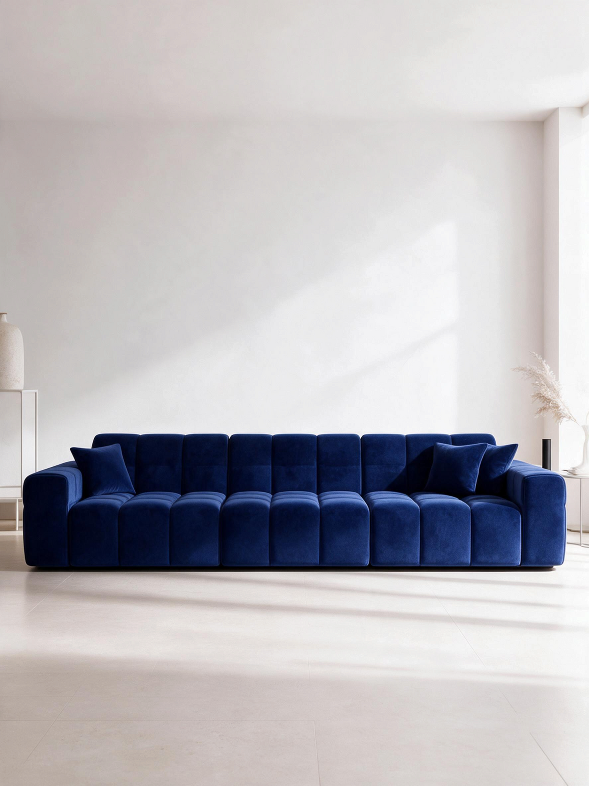 
Divano di design a 4 posti „Bloom“ con rivestimento in velluto - Rivestimento in raso blu reale