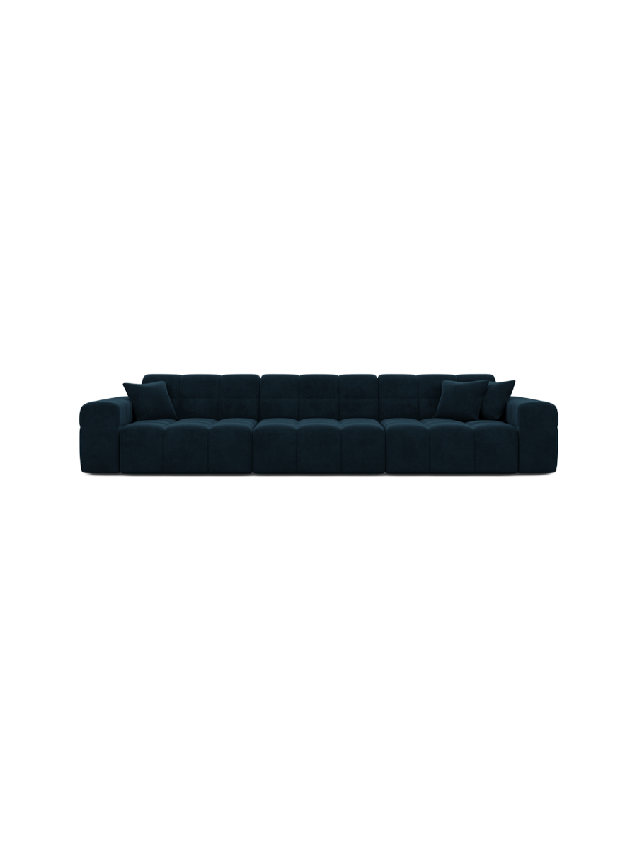 
4-Sitzer Design Sofa „Bloom“ mit Samtbezug - Samtbezug Königsblau