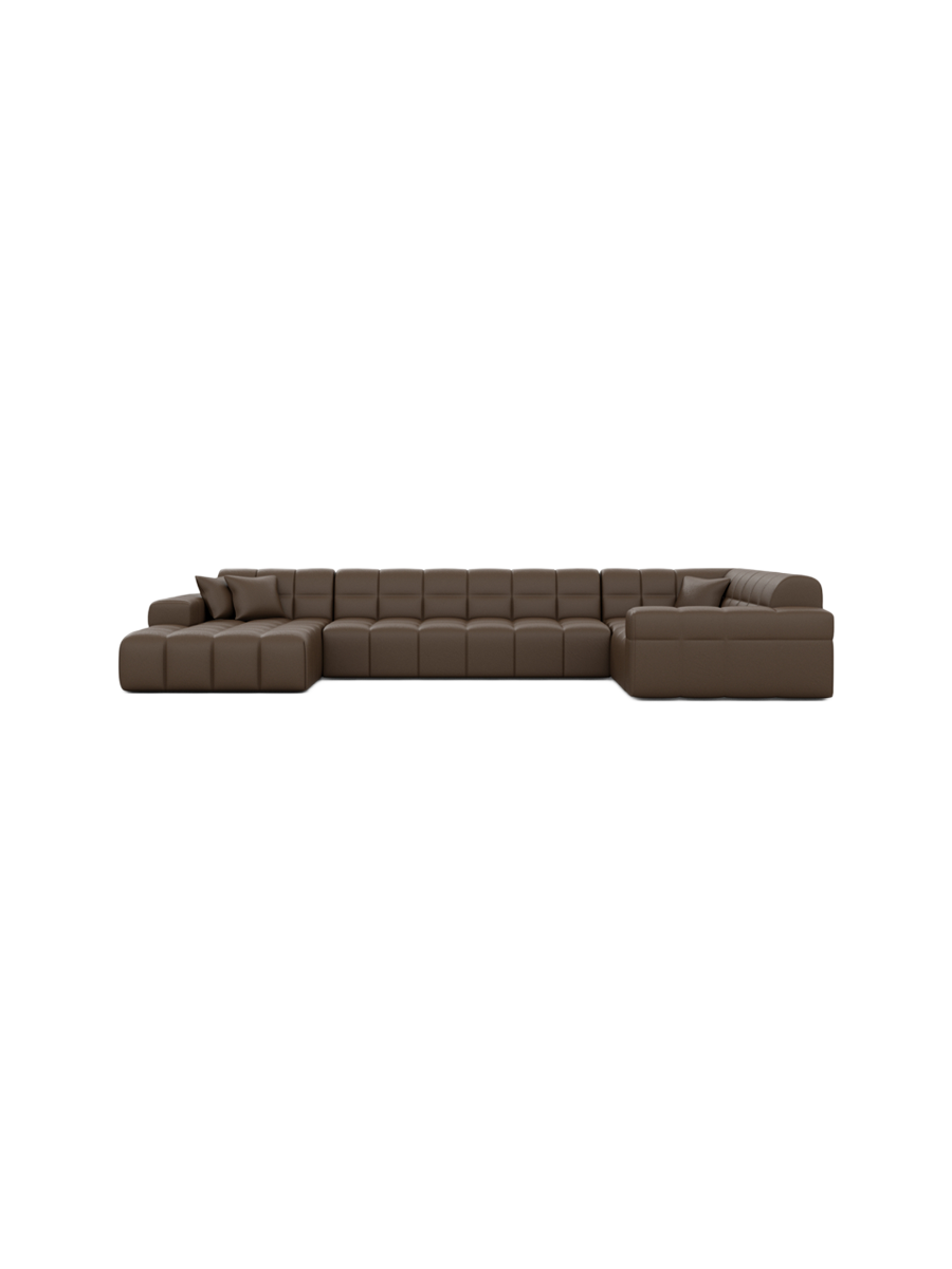
6-seat designer genuine leather panoramic sofa “Bloom XL” - Genuine leather Beige / Long side left