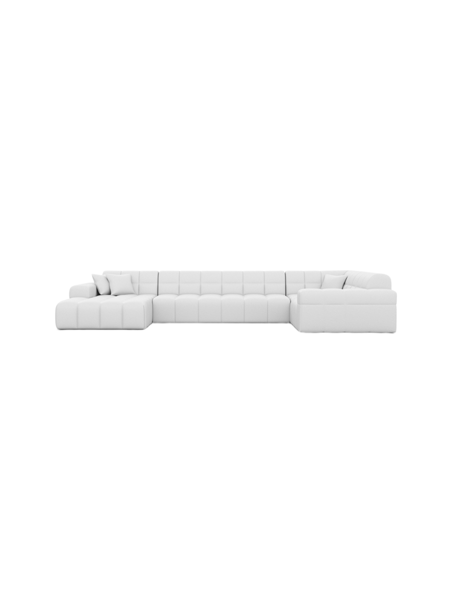 
6-seat designer genuine leather panoramic sofa “Bloom XL” - Genuine leather Beige / Long side left